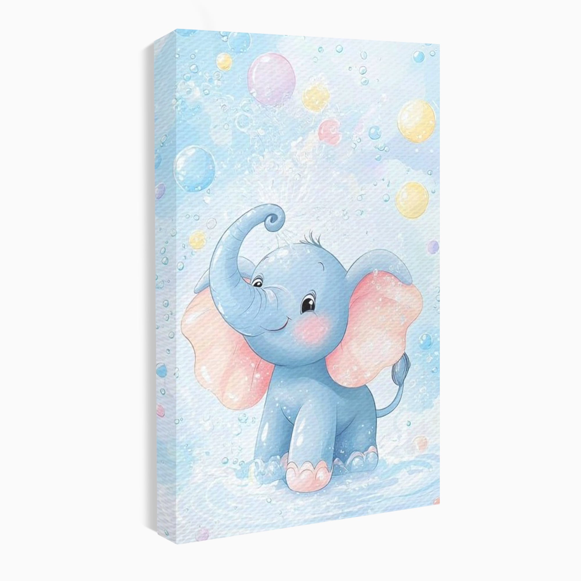 Tablou canvas cu tablou canvas cu elefantelet albastru, fara rama, pe sasiu de lemn